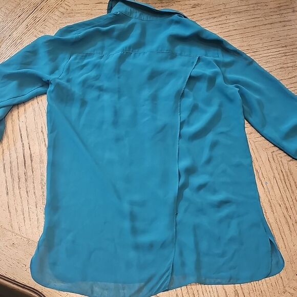 Kenneth Cole Turquoise Button Down Blouse XS - Picture 7 of 8